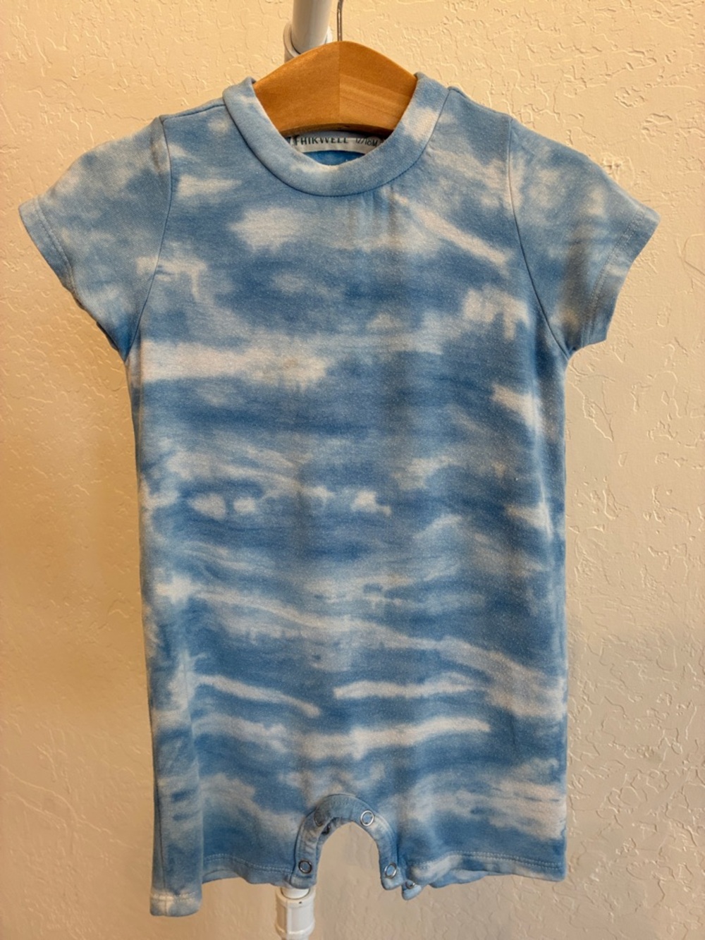 Fairwell Blue and White Tie-Dye Short Sleeve Romper